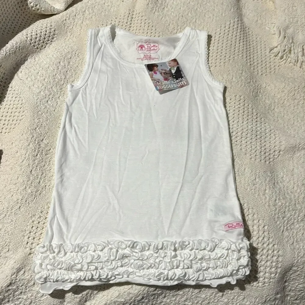 Ruffle butts 5 white sleeveless long ruffled hemline Layering perfection NWT